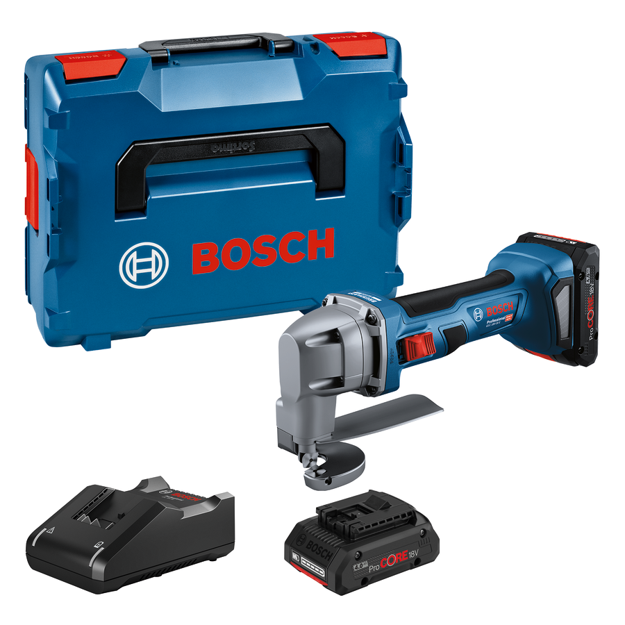 Bosch Professional GSC 18V-16 E Akku-Blechschere mit 2 x 4.0 Ah ProCore in L-Boxx