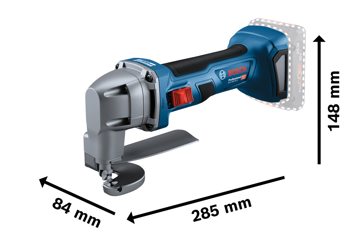Bosch Professional GSC 18V-16 E Akku-Blechschere mit 2 x 4.0 Ah ProCore in L-Boxx