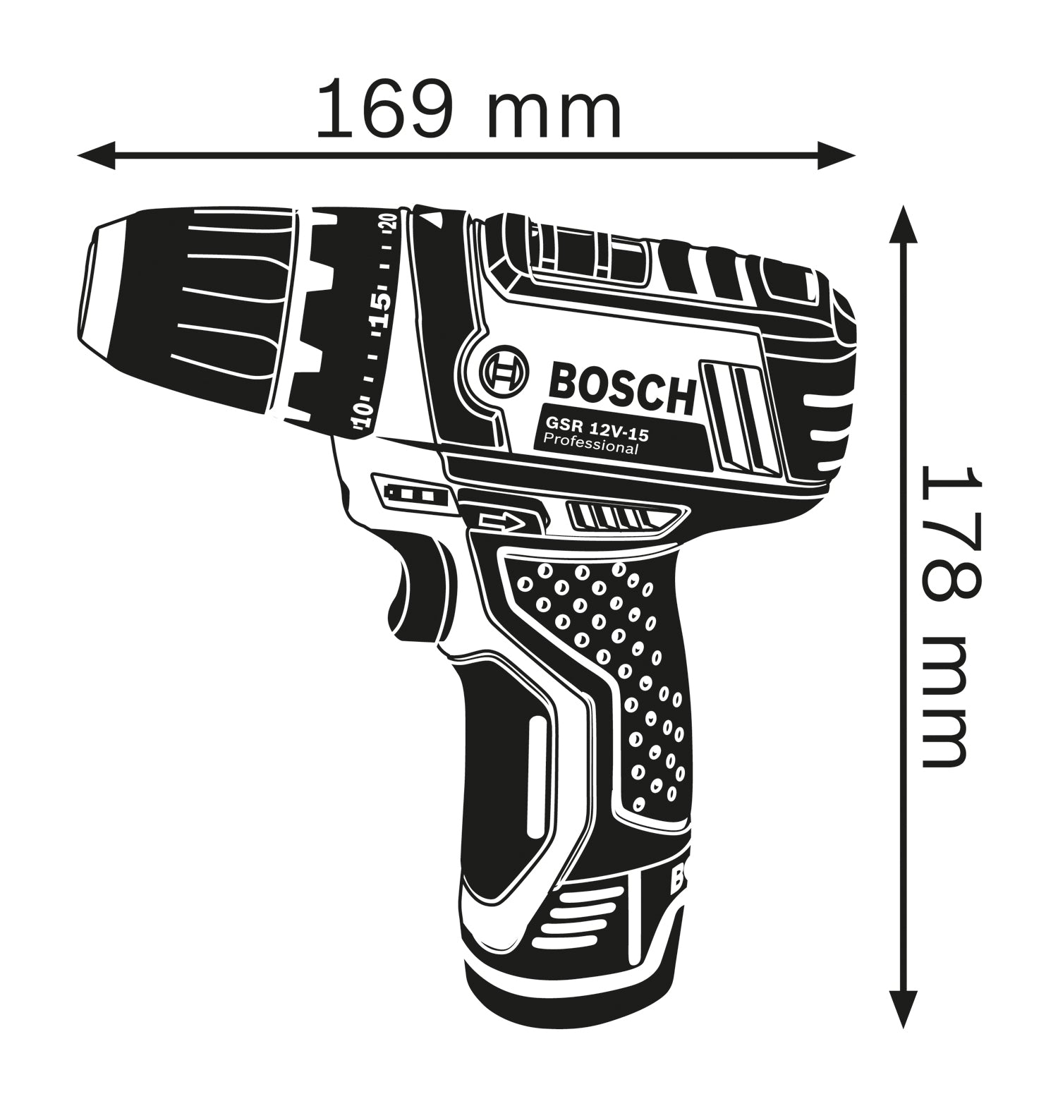 Bosch Professional GSR 12V-15 Akku-Schrauber 2 x 2.0 Ah + 39-tlg. Zubehör in Tasche