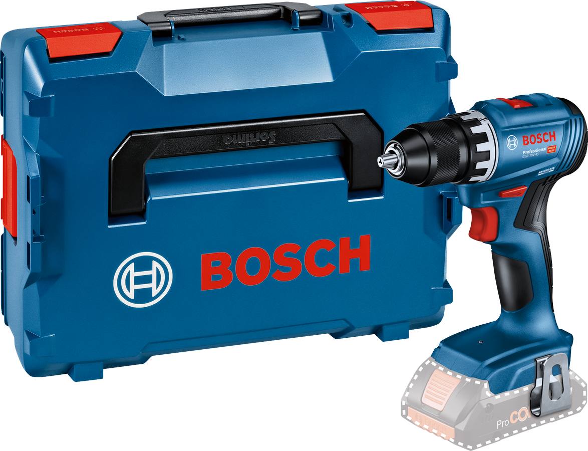 Bosch Professional GSR 18V-45 Akku-Bohrschrauber bürstenlos mit 45 Nm ohne Akku/Lader in L-Boxx