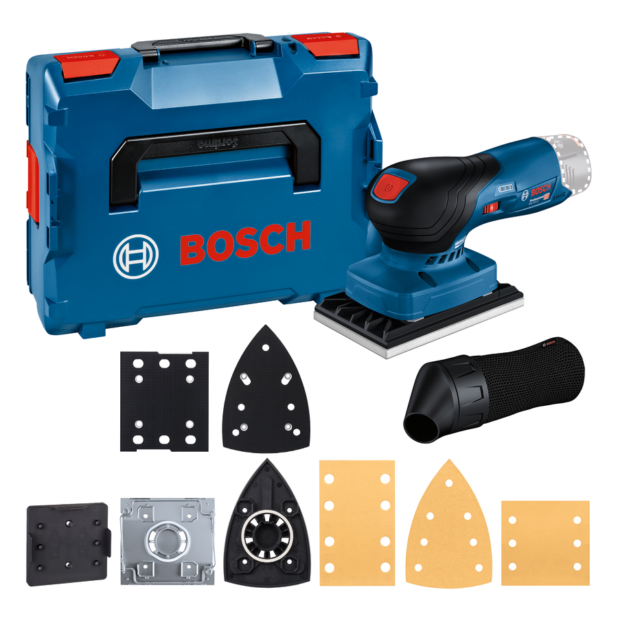 Bosch Professional GSS 12V-13 Akku-Schwingschleifer ohne Akku/Lader in L-Boxx 136 inkl. Zubehör