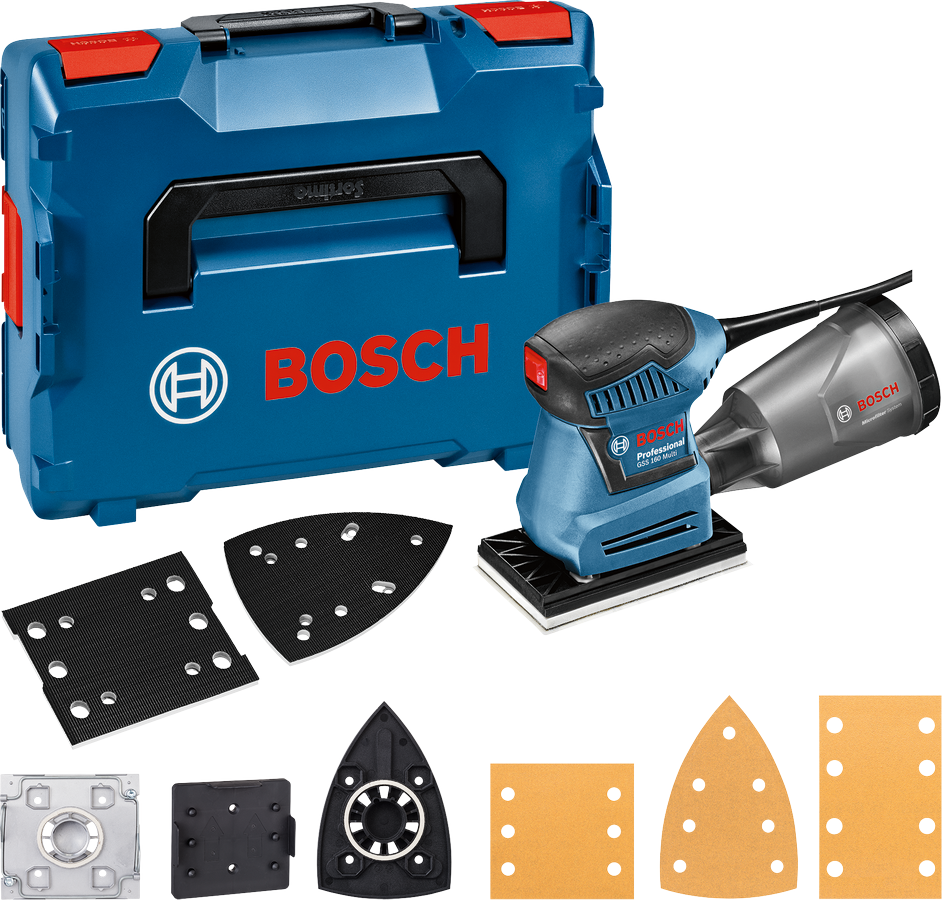 Bosch Professional GSS 160 Multi Schwingschleifer 180 W inkl. Zubehör in L-Boxx 136