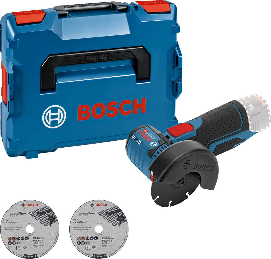 Bosch Professional GWS 12V-76 Akku-Winkelschleifer ohne Akku/Lader in L-Boxx