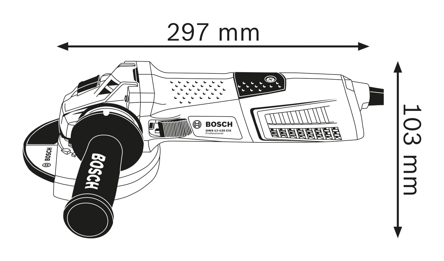 Bosch Professional GWS 13-125 CIE Winkelschleifer im Karton