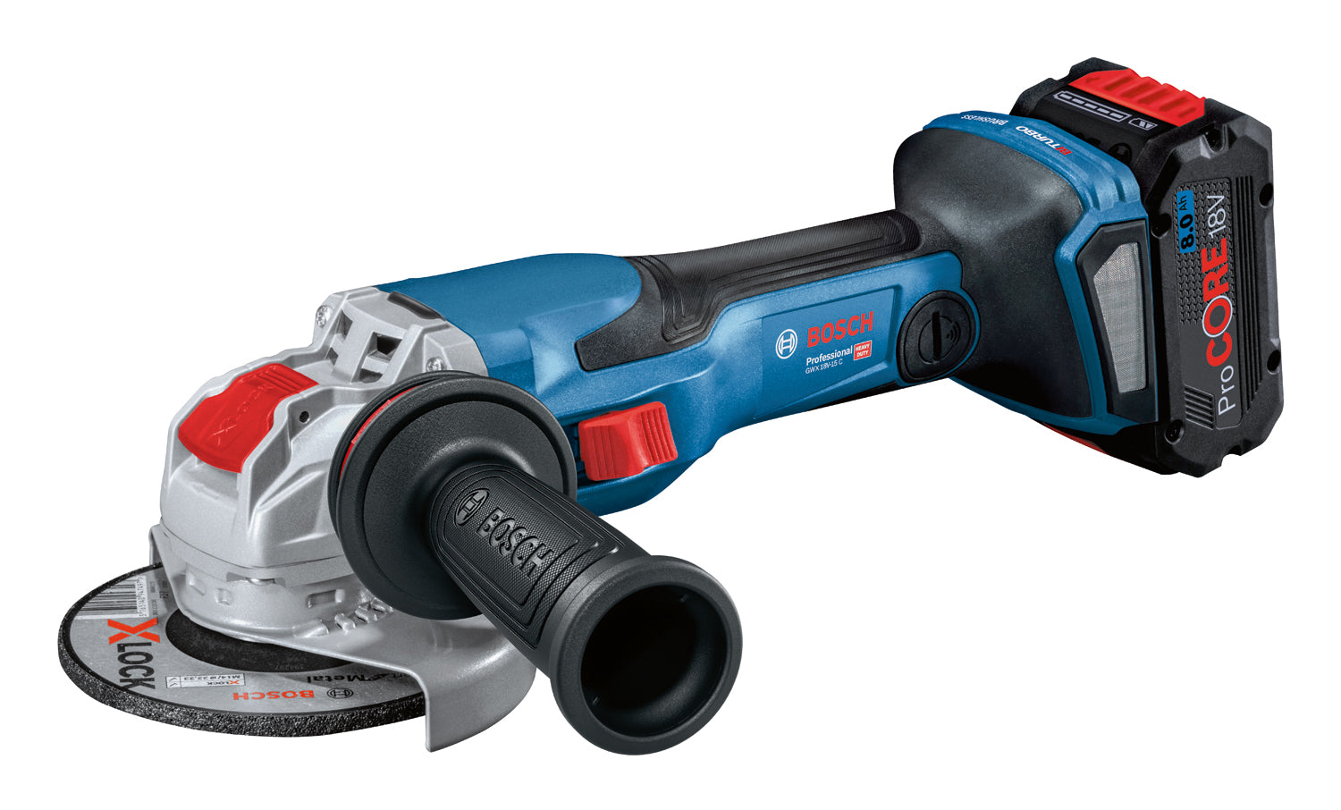 Bosch Professional GWX 18V-15C Akku-Winkelschleifer BITURBO mit X-Lock 2 x 5.5 Ah ProCore