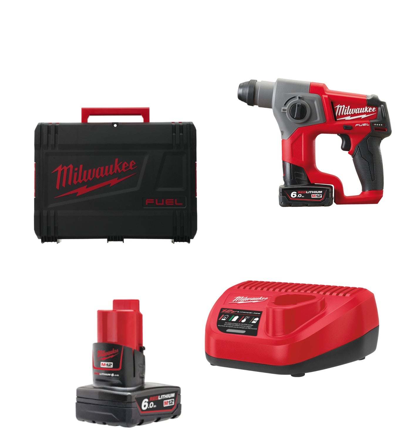 Milwaukee M12 CH-602X FUEL Akku-Bohrhammer 1.1 Joule mit 2x M12B6 Akkus und Lader in HD-Box (4933451510)