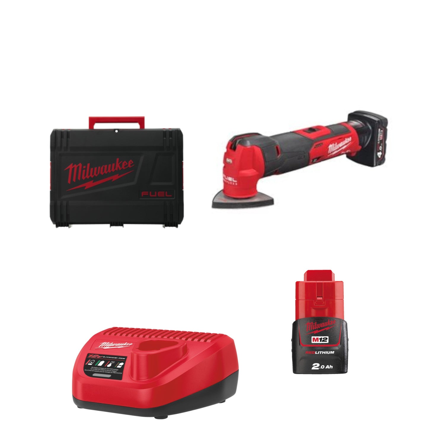 Milwaukee M12 FMT-422X FUEL Akku-Multitool FIXTEC mit 1x M12B4 / M12B2 Akku und Lader in HD-Box (4933472239)