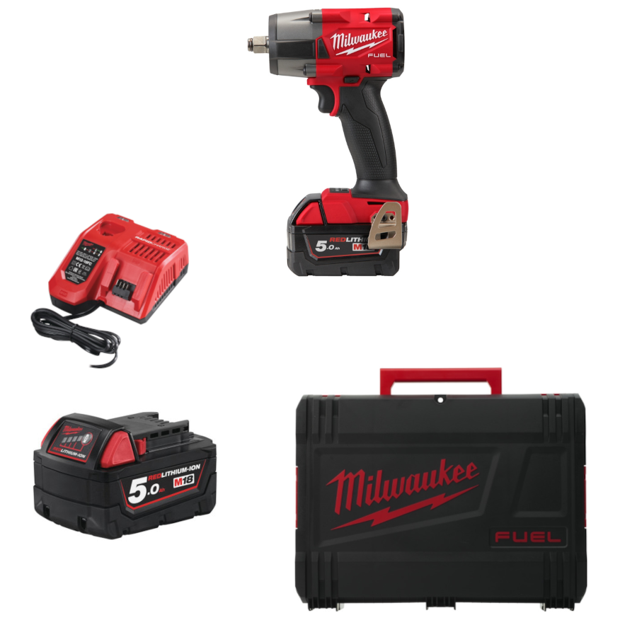 Milwaukee M18 FMTIW2F12-502X FUEL Akku-Schlagschrauber 1/2" vierkant mit Sprengring mit Akku/Lader in HD-Box (4933478450)