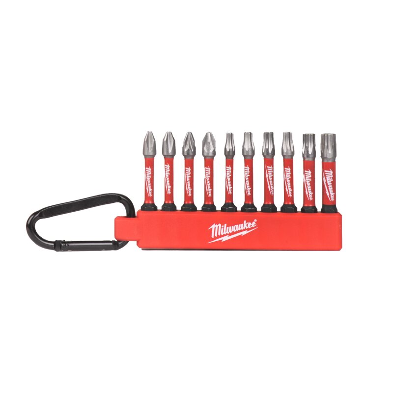 Milwaukee® Shockwave Bit-Set mit Karabiner PH2 / PZ2 / TX15 / TX20 / TX25 / TX30 / TX40 10tlg.