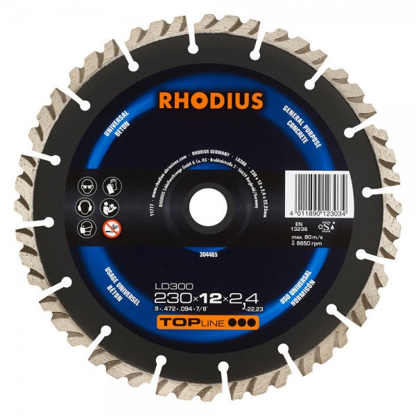 Rhodius Diamanttrennscheibe LD300 TOP Ø 230x12x2.4x22.23 mm 304465