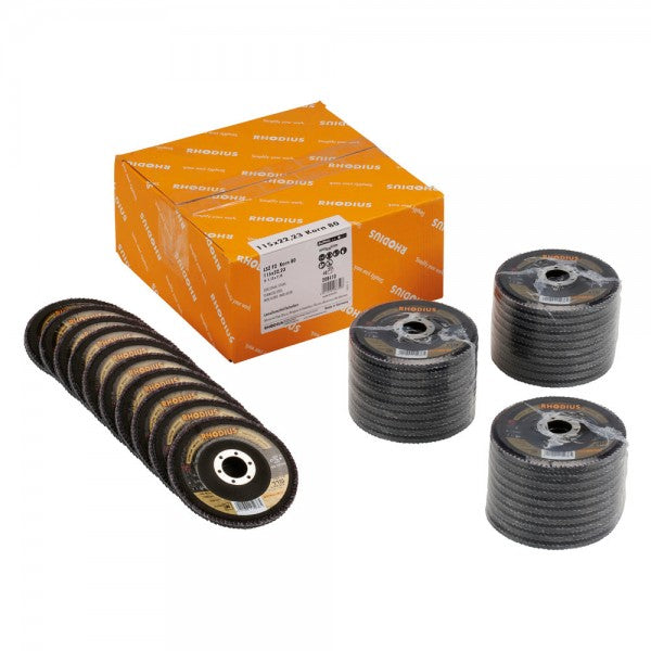 Rhodius Lamellenscheibe LSZ F2 Ø 115 x 22,23 mm K80 40 Stück im Karton (208410)