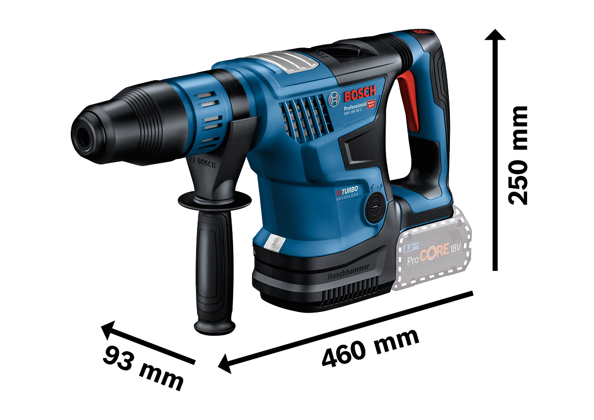 Bosch Professional GBH 18V-36 C Akku-Bohrhammer 7.0 Joule BITURBO mit SDS Max ohne Akku/Lader im Handwerkerkoffer