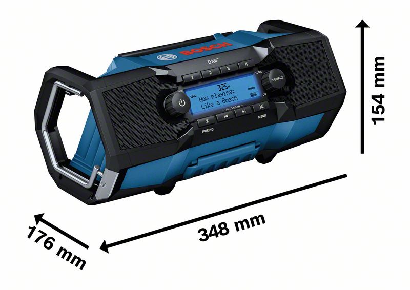 Bosch Professional GPB 18V-2 SC Akku-Radio Bluetooth, DAB+, FM/AUX und ohne Akku/Lader im Karton