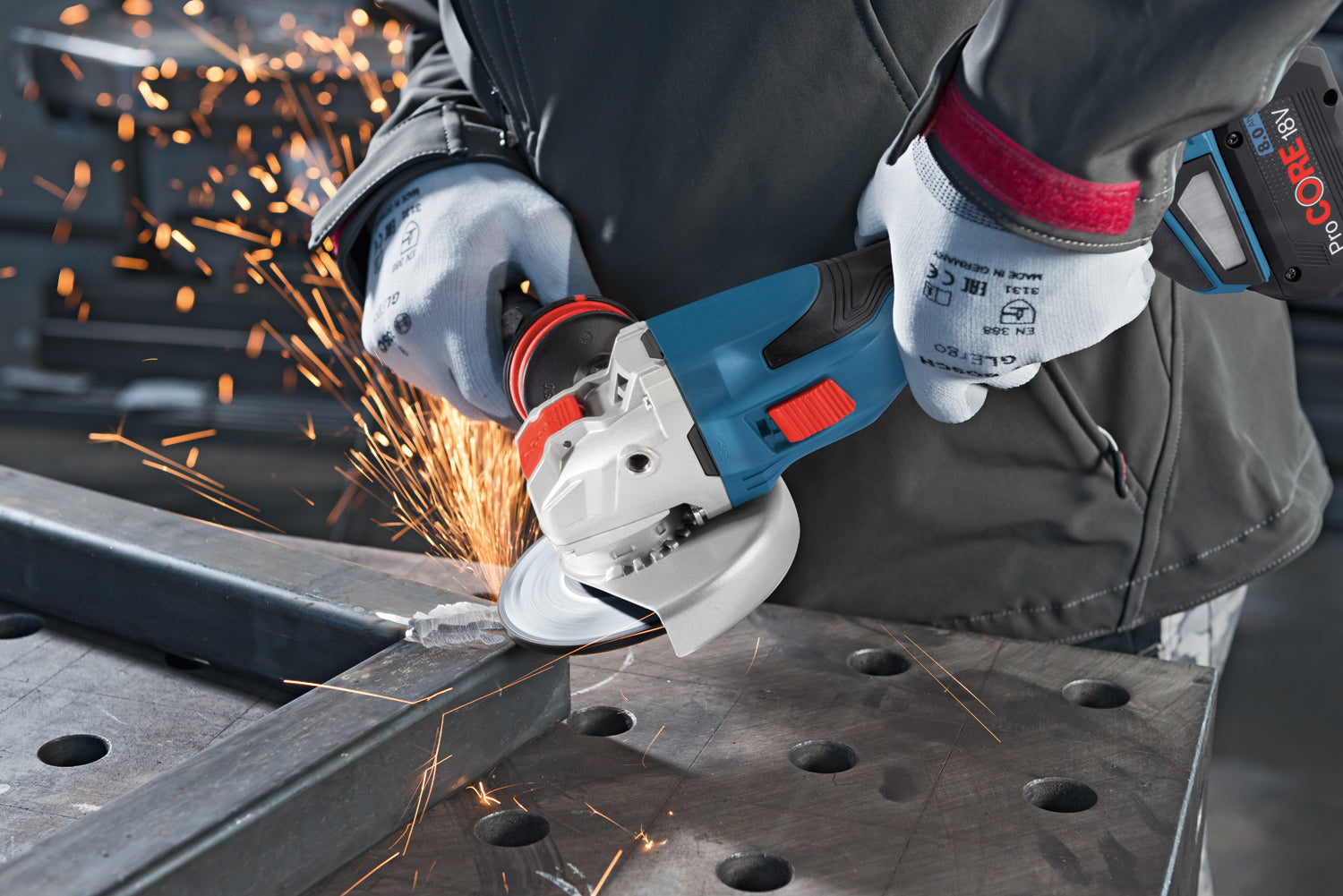 Bosch Professional GWX 18V-15C Akku-Winkelschleifer BITURBO mit X-Lock 2 x 5.5 Ah ProCore