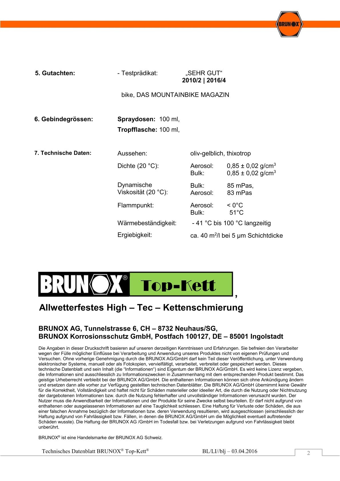 BRUNOX Kettenpflege TopKett Spray 100 ml Korrosionsschutz für Fahrrad, E-Bikes und Motorräder