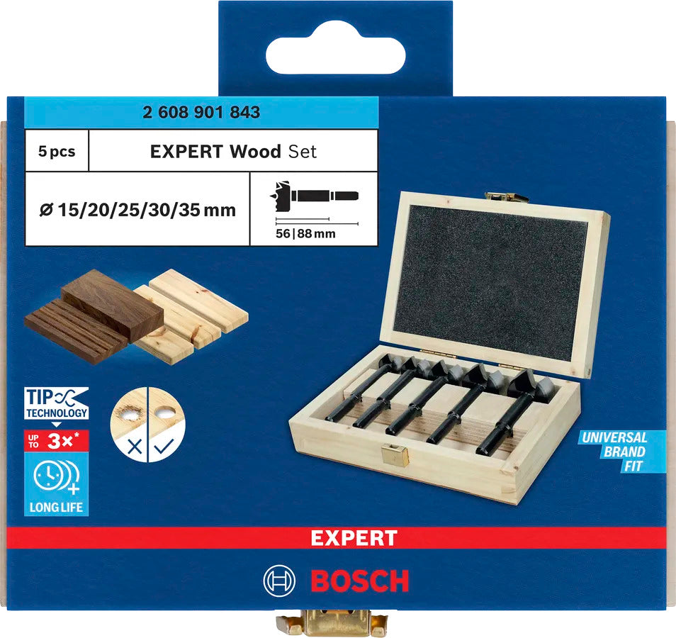 Bosch Expert Forstnerbohrer Set Ø 15 - 35 mm in Kassette 5 tlg. (2608901843)