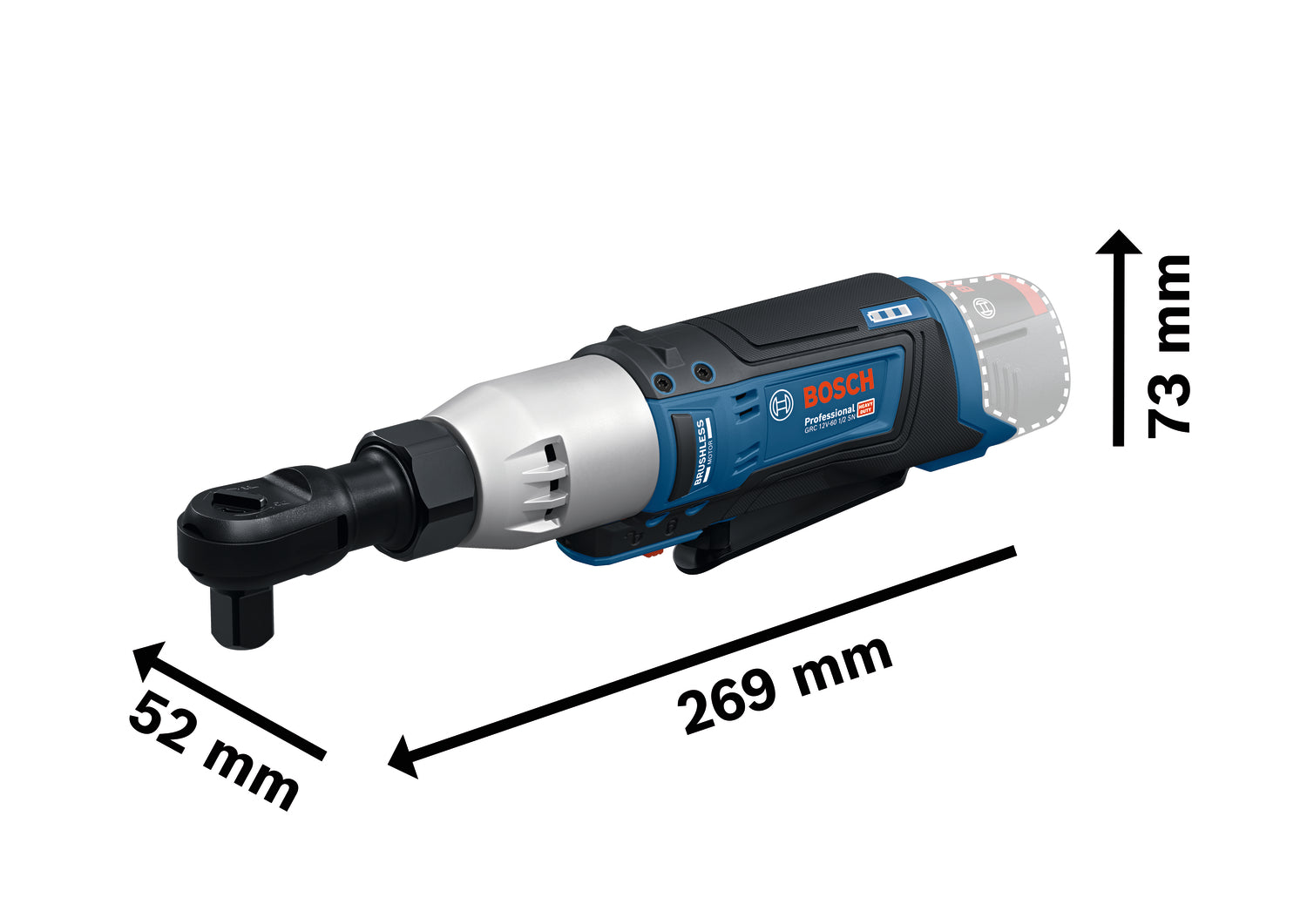 Bosch Akku-Ratschenschrauber GRC 12V-60 1/2 SN (12V, 60 Nm, 1/2", 230 min-1, Solo im Karton)