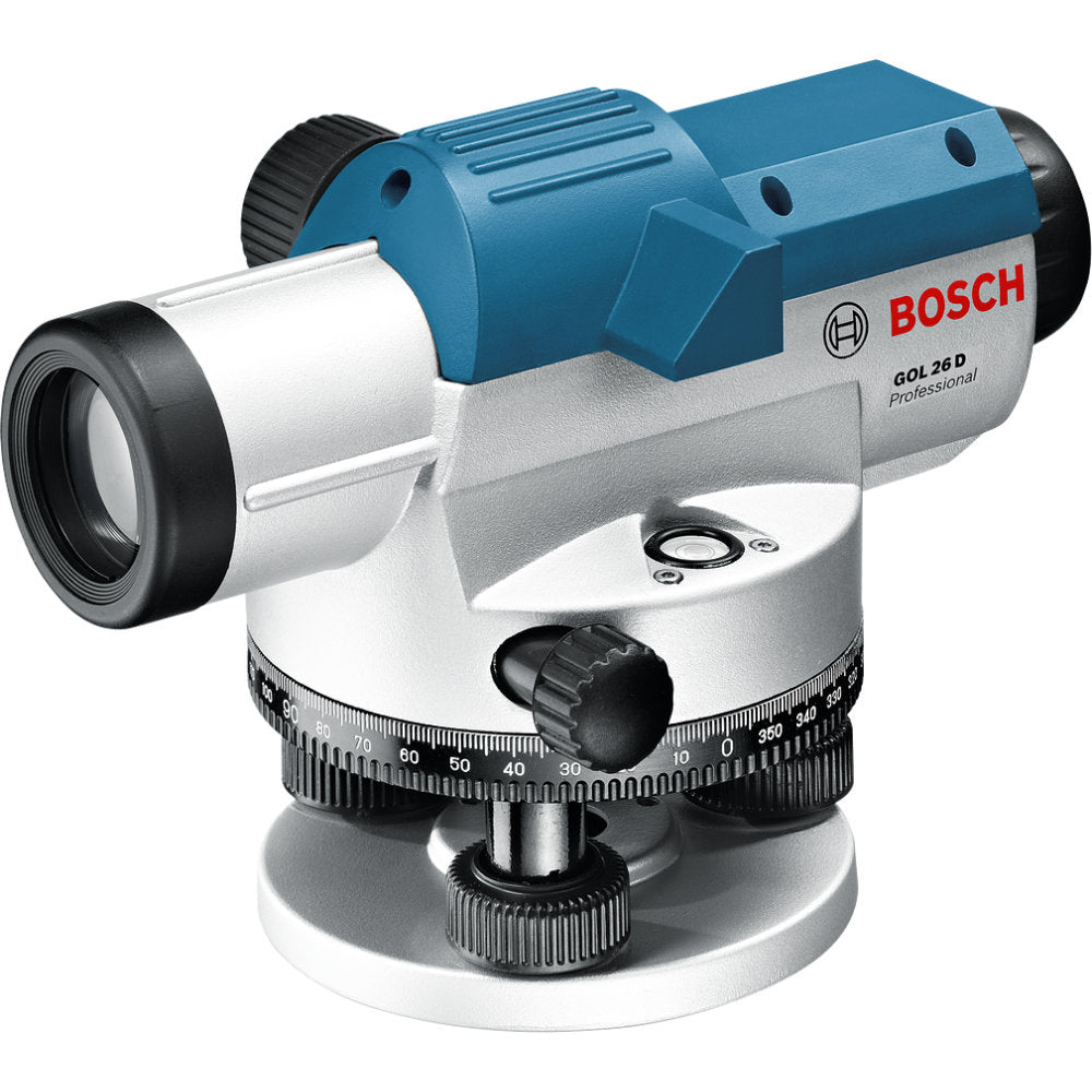Bosch Optisches Nivelliergerät GOL 26 D (26 x Vergrößerung, Maßeinheit 360 Grad, Arbeitsbereich max 100 m, im Koffer)