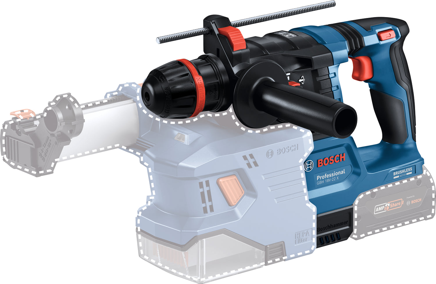 Bosch Professional GBH 18V-22 Akku-Bohrhammer (Hammerbohrer: 4 - 22 mm, Schlagenergie: 2 J, SDS plus, ONECHUCK Bohrfutter, Solo)