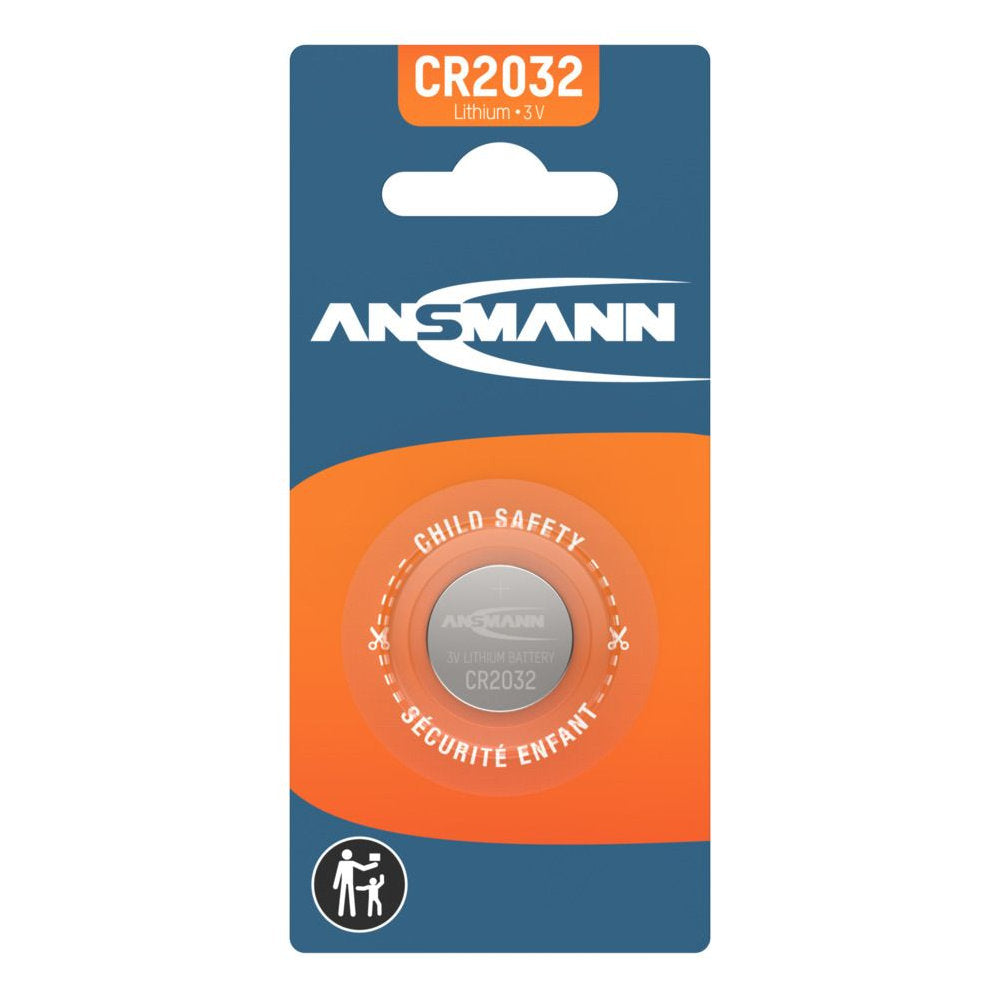 Ansmann CR2032 Lithium Knopfzelle (3 V, 230 mAh, Ø 20 x 3,2 mm, 1er Blister)