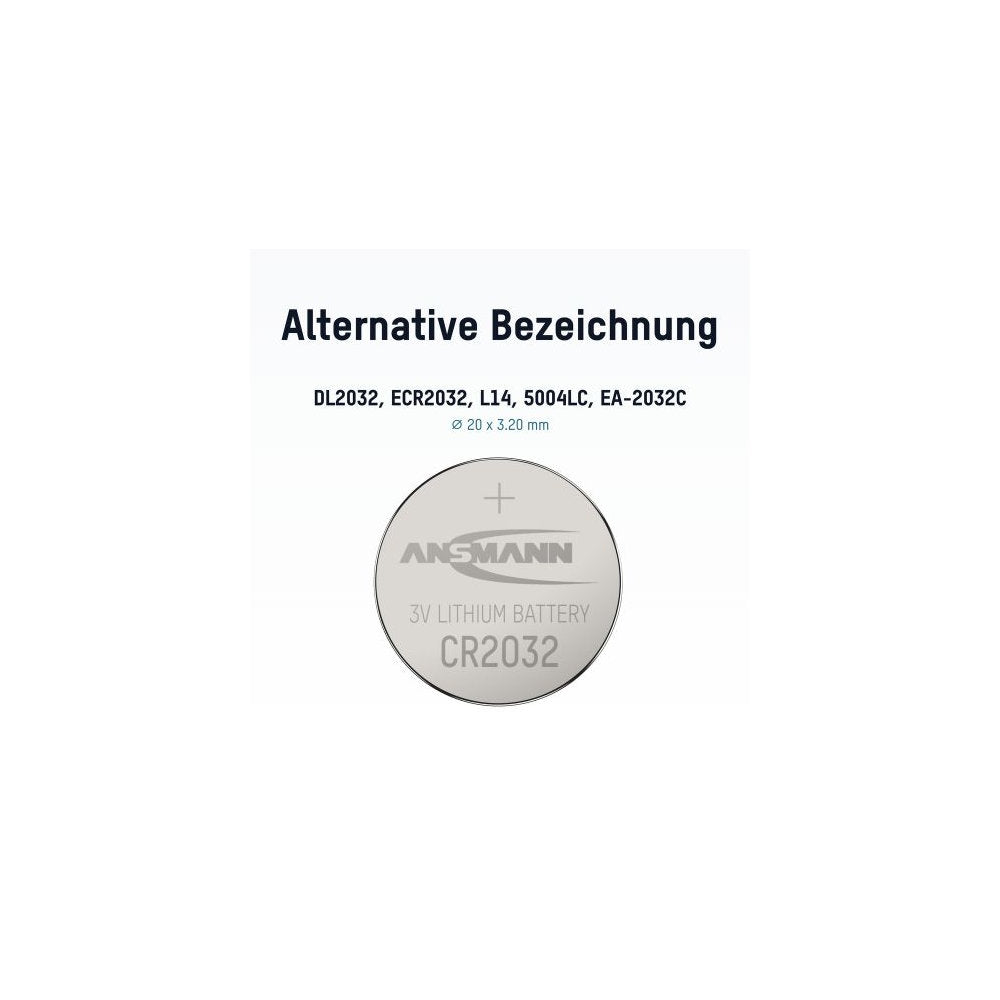 Ansmann CR2032 Lithium Knopfzelle (3 V, 230 mAh, Ø 20 x 3,2 mm, 1er Blister)