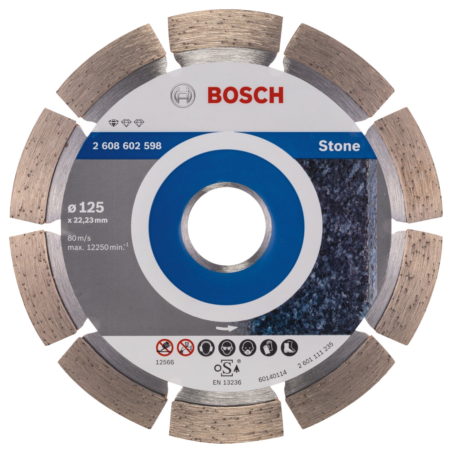 Bosch Diamanttrennscheibe Ø 125 mm für Stein (Standard for Stone, 125 x 22,23 x 1,6 x 10 mm)