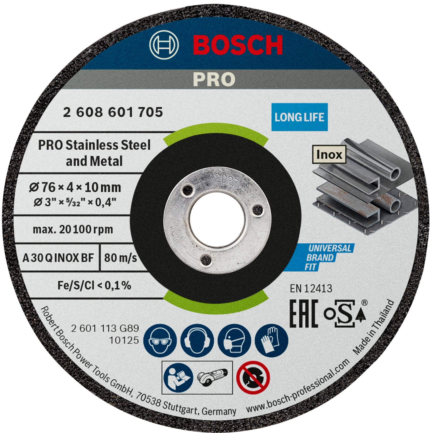 Bosch PRO Schruppscheibe Ø 76 x 4 x 10 mm für Stahl, Edelstahl (2er-Pack, Stainless Steel and Metal)