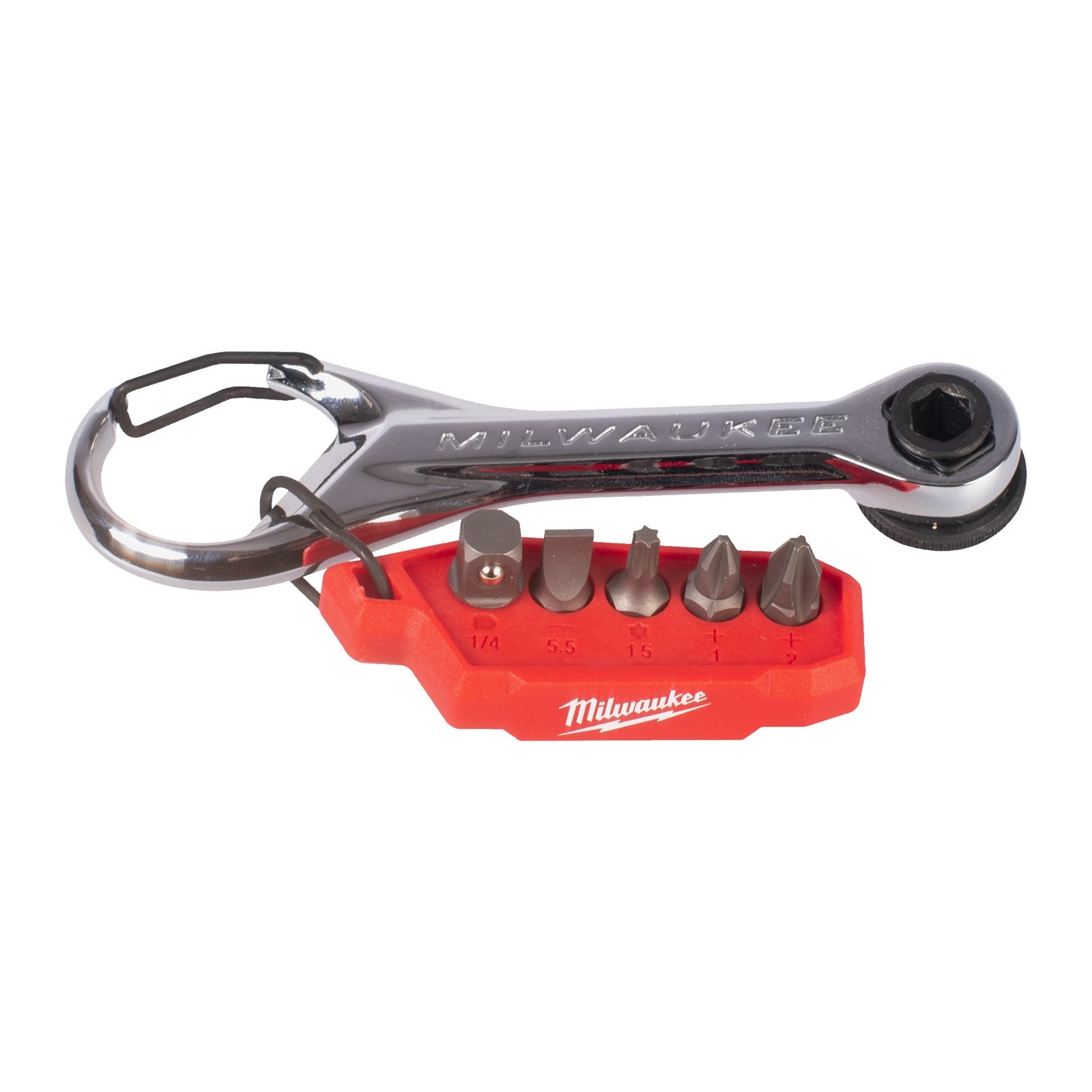 Milwaukee 7-in-1 Micro-Ratsche (1/4" + 5/16" Ratschenkopf 90-Zahn-Design, inkl. Bits und Adapter)