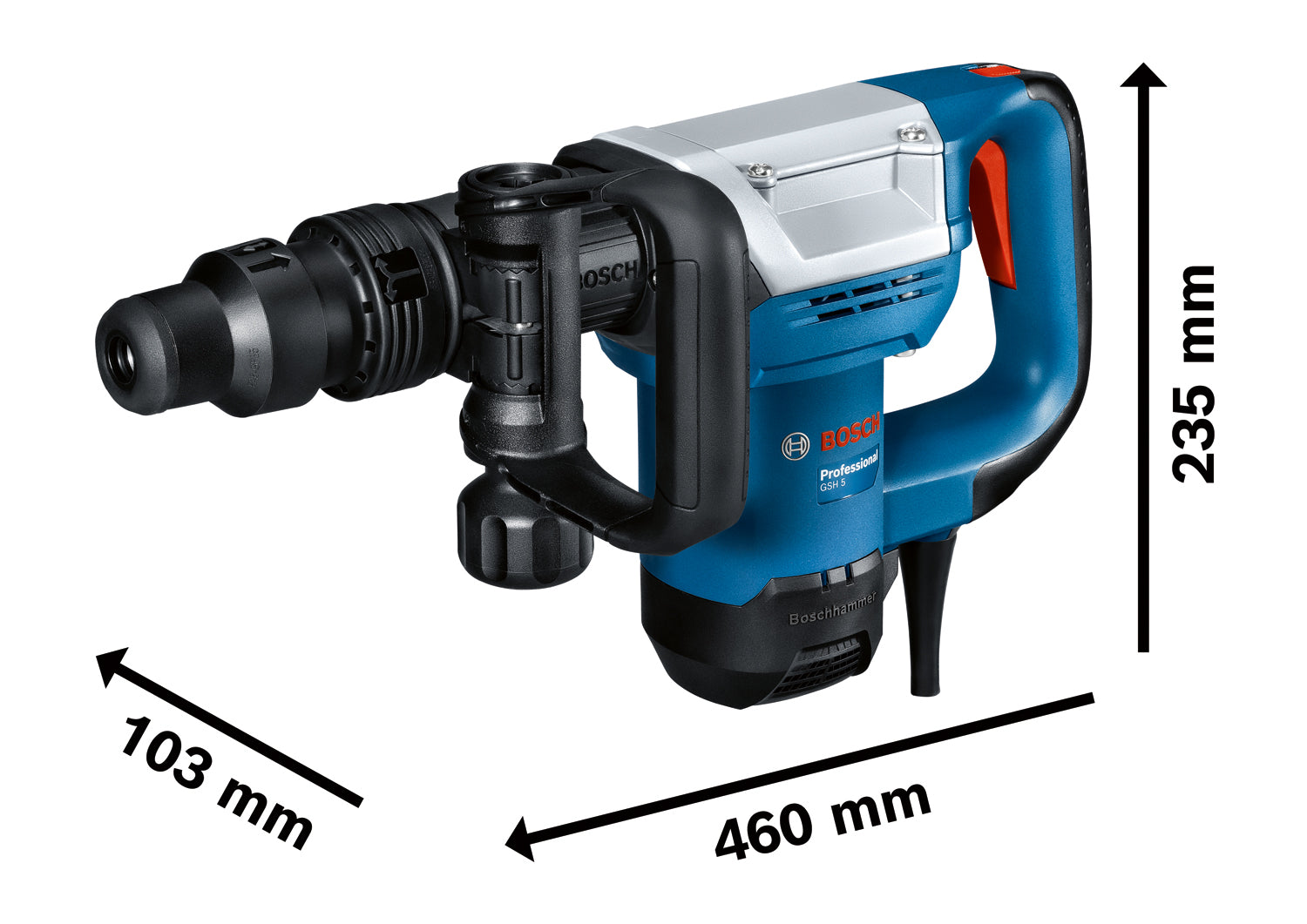 Bosch Schlaghammer GSH 5 (SDS max, 7.5 J, 1100 W, inkl. Spitzmeißel im Koffer)