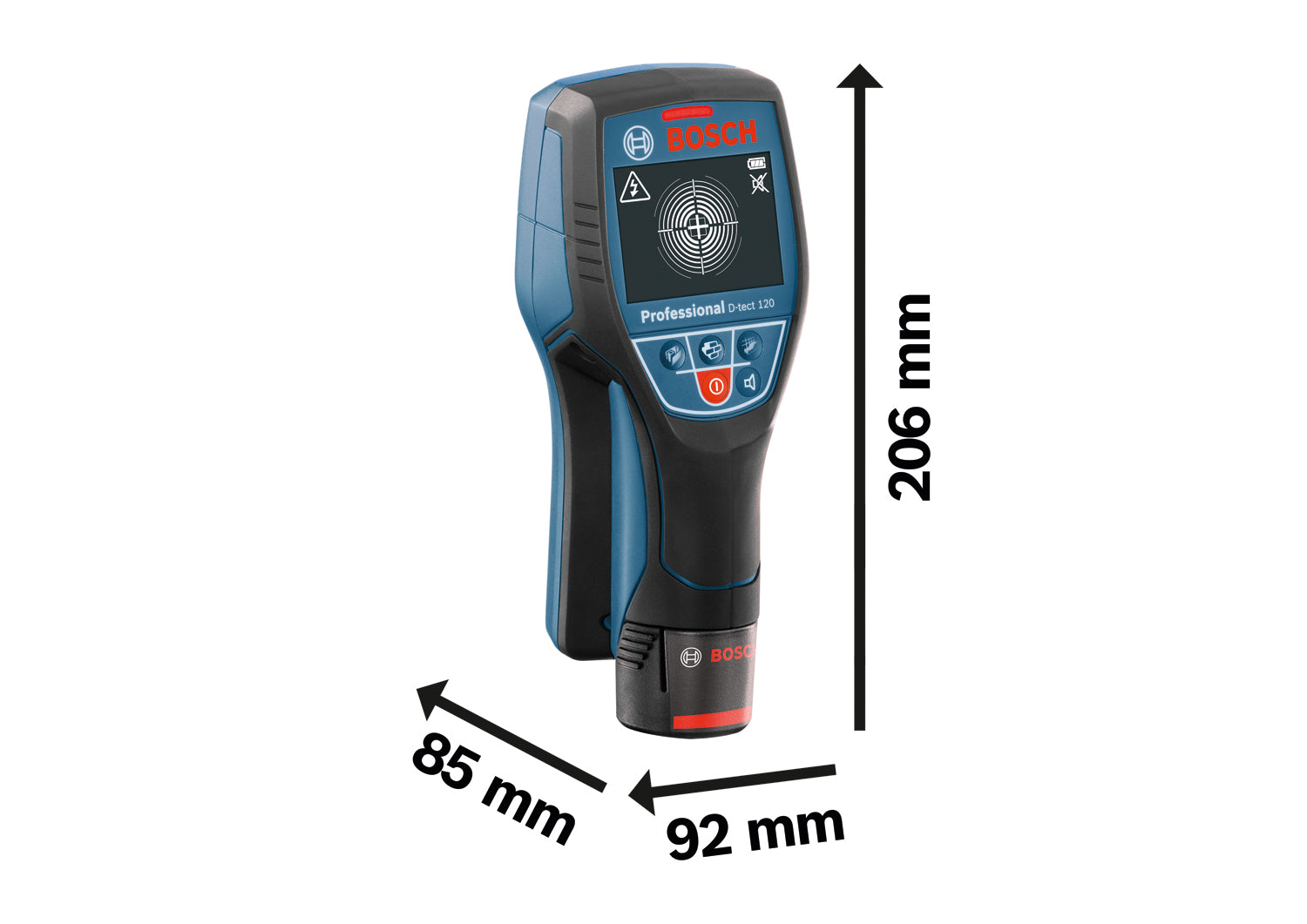 Bosch Ortungsgerät Wallscanner D-tect 120 (für Metall, Holz, Strom, max. 120 mm Ortungstiefe, inkl. 2,0 Ah Akku in L-BOXX 136)