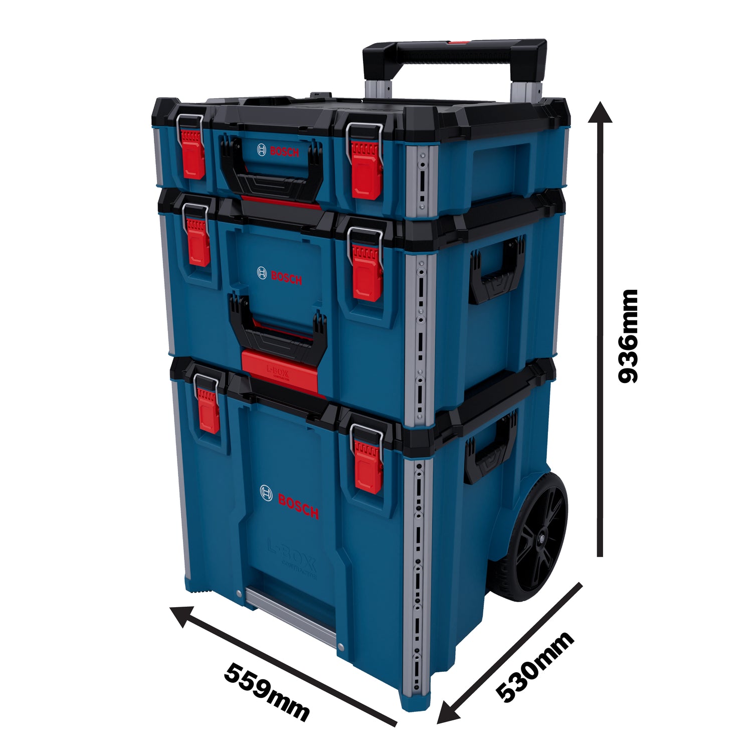 Bosch L-BOXX Contractor Set 3 (Trolley 476, Koffer 322, Koffer 170, Koffersystem, Mobiles Aufbewahrungssystem)
