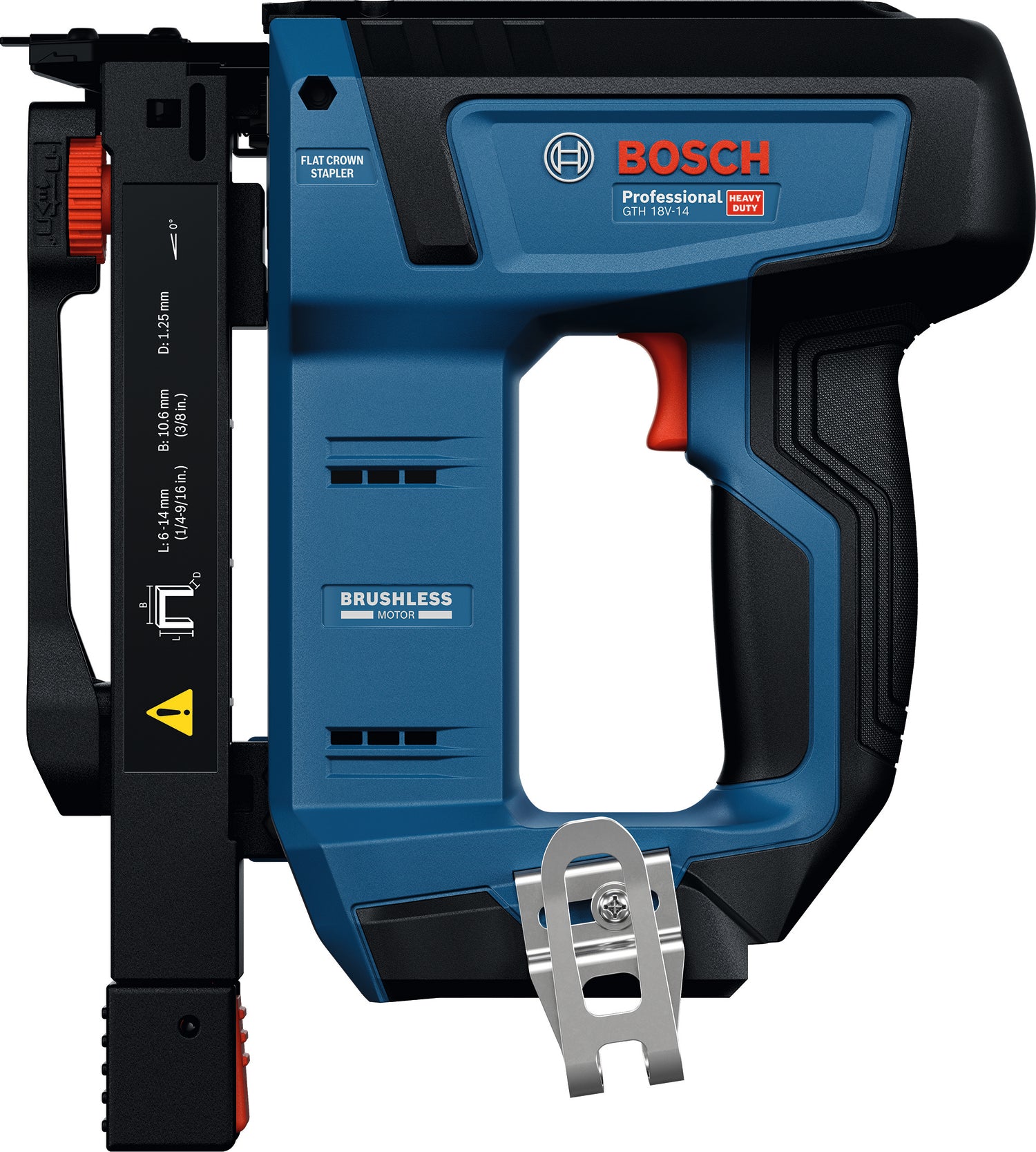 Bosch Akku-Holzklammerer GTH 18V-14 (Schenkellänge: 6 - 14 mm, Klammerweite: 10,6 mm, Kapazität: 100 Stk., Solo, in L-BOXX 136)