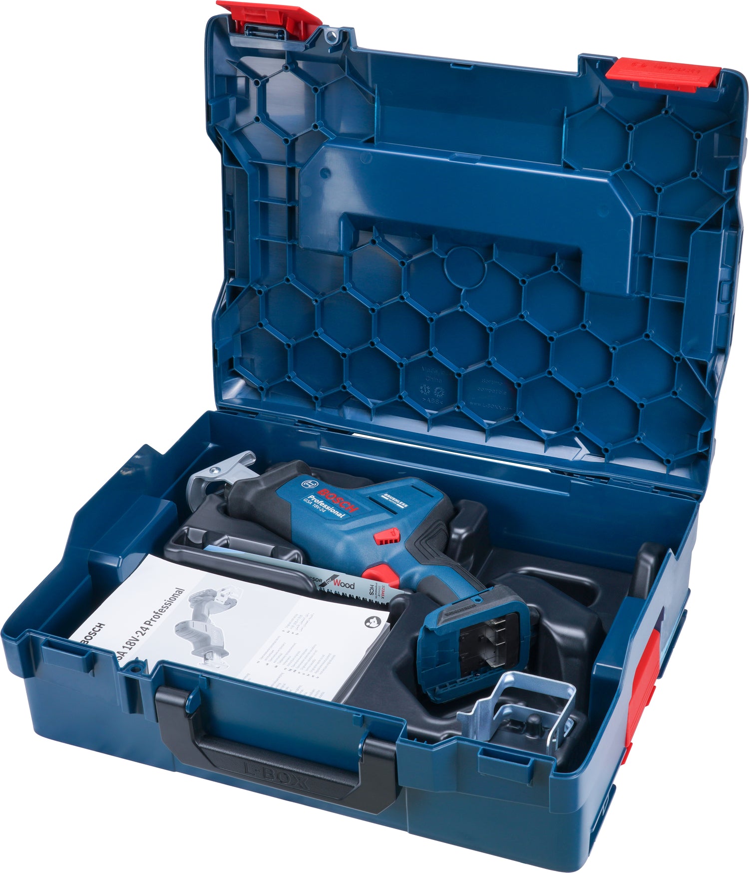 Bosch Akku-Säbelsäge GSA 18V-24 (Schnitttiefe Holz: 230 mm, Solo, inkl. 2 Säbelsägeblätter in L-BOXX 136)