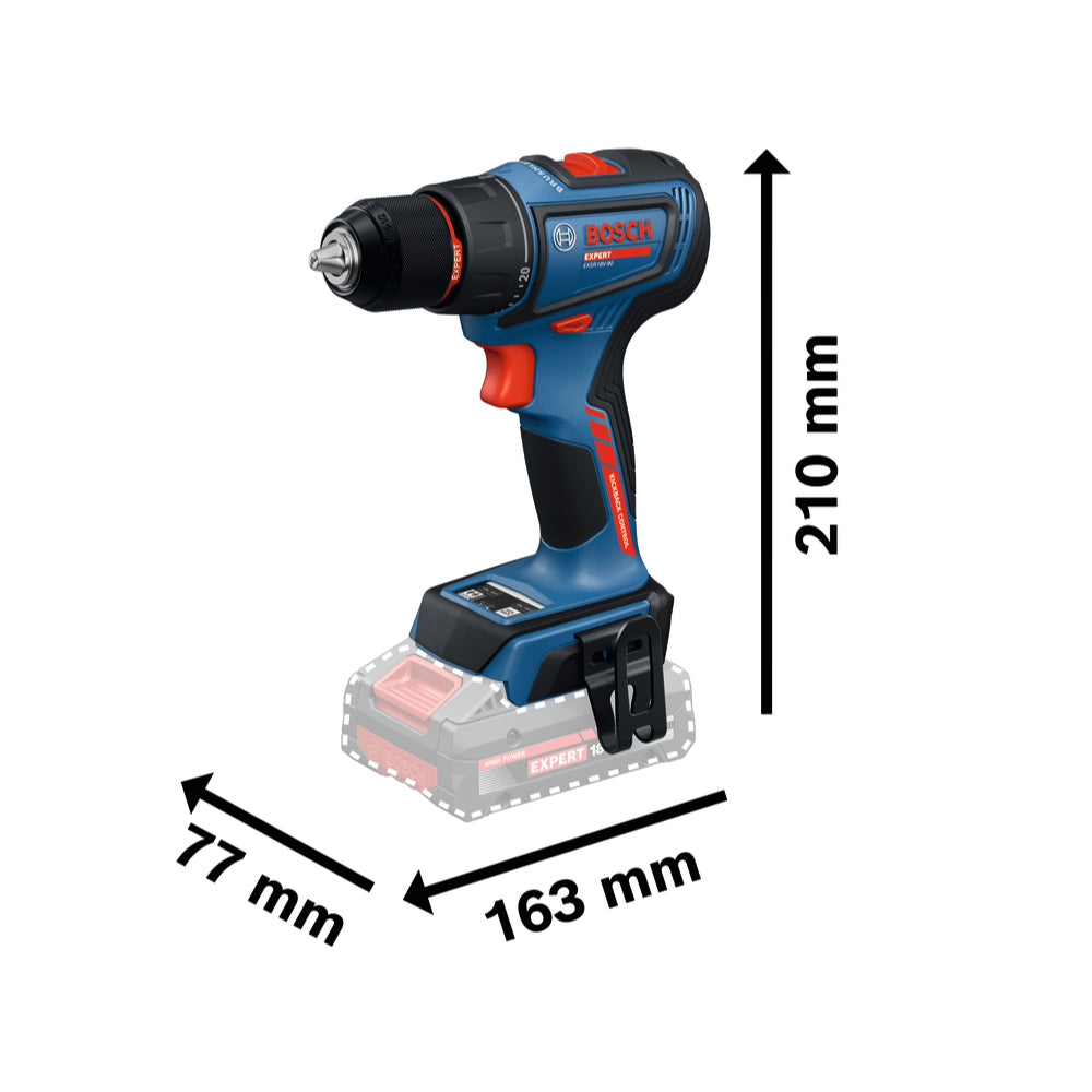 Bosch EXPERT Akku-Bohrschrauber EXSR18V-90 (Drehmoment: 36 / 65 Nm, 13 mm Bohrfutter, inkl. 3 x 4,0 Ah Akku in L-BOXX 136)