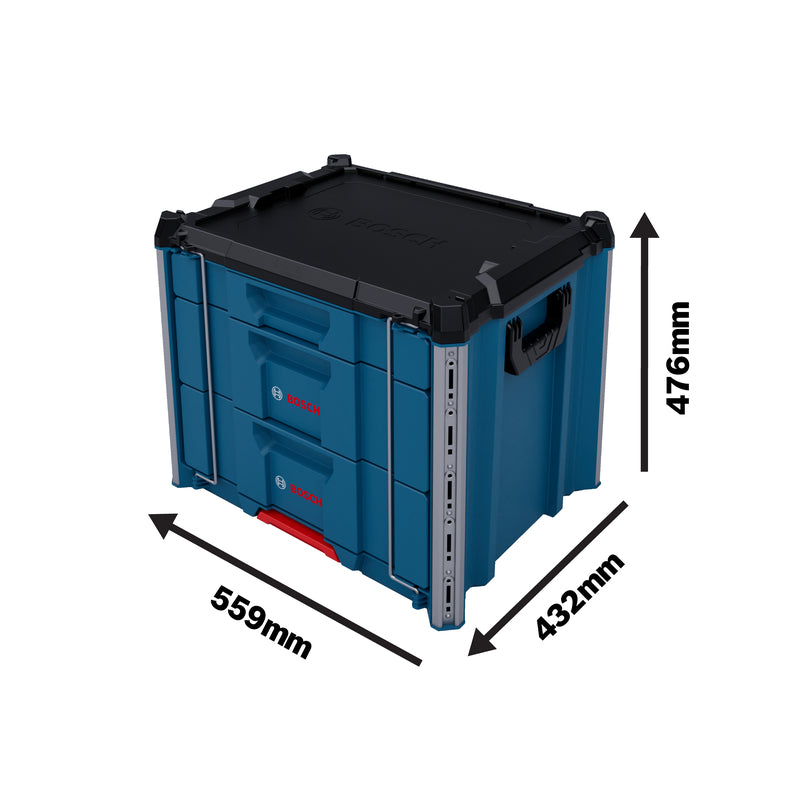 Bosch L-BOXX Contractor Drawer 3 (Koffer mit Schubladen, 432 x 559 x 476 mm, volle Kompatibilität mit L-BOXX & ProClick System)