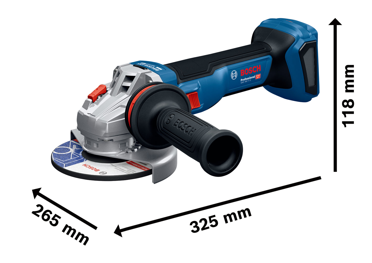 Bosch Professional GWS 18V-11 S Akku-Winkelschleifer (Scheiben-Ø: 125 mm, Regelbare Drehzahl, Solo in L-BOXX 136)