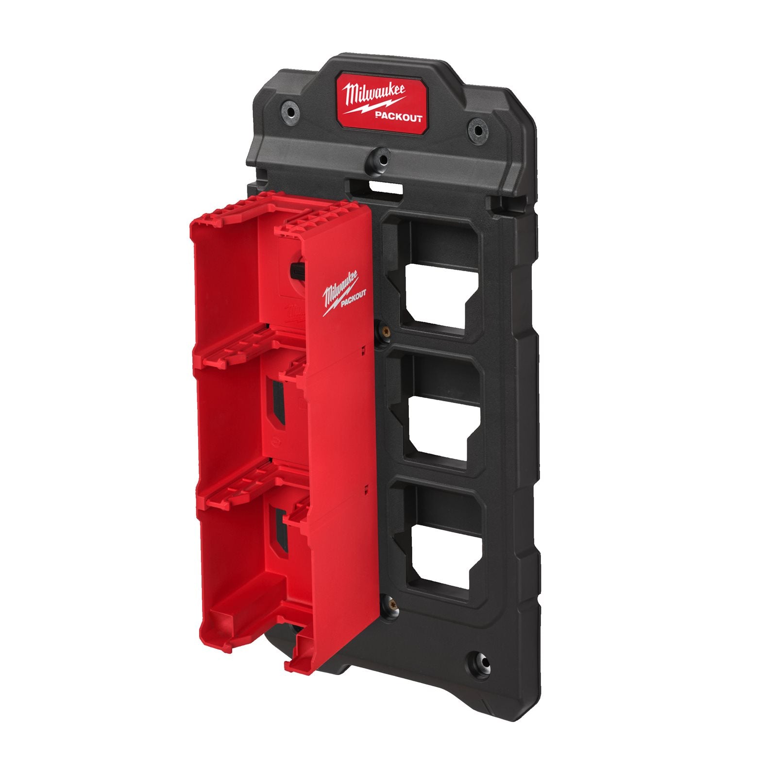 Milwaukee PACKOUT M18 Akkuhalter (Wandhalter, bietet Platz für bis zu 4 x M18 Akku)