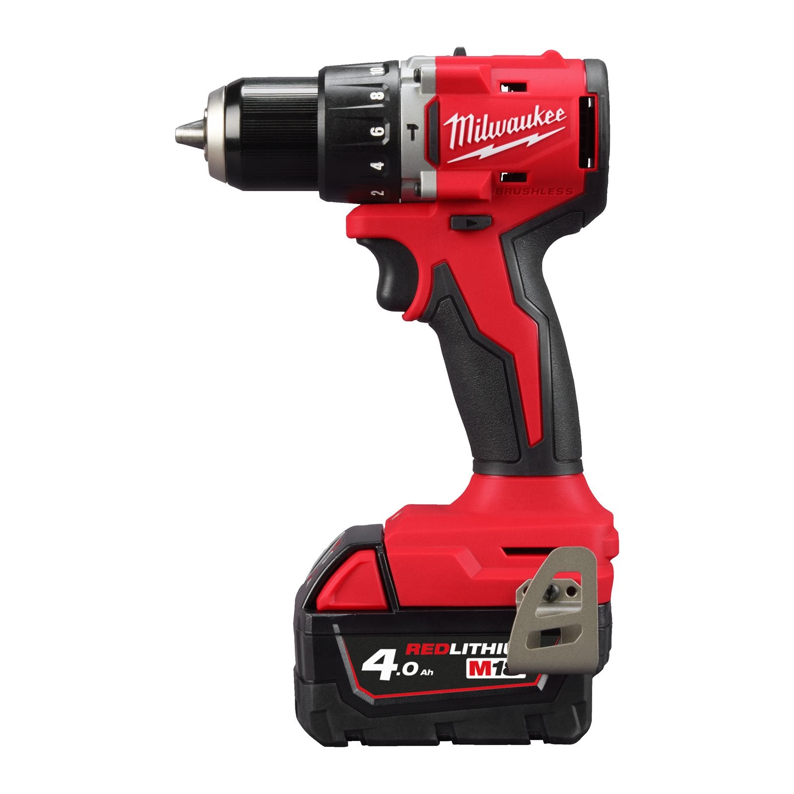 Milwaukee M18 BLPDRC-422C Akku-Schlagbohrschrauber (Drehmoment: 60,5 Nm, 13 mm Bohrfutter, mit 2,0 Ah & 4,0 Ah Akku, im Koffer)
