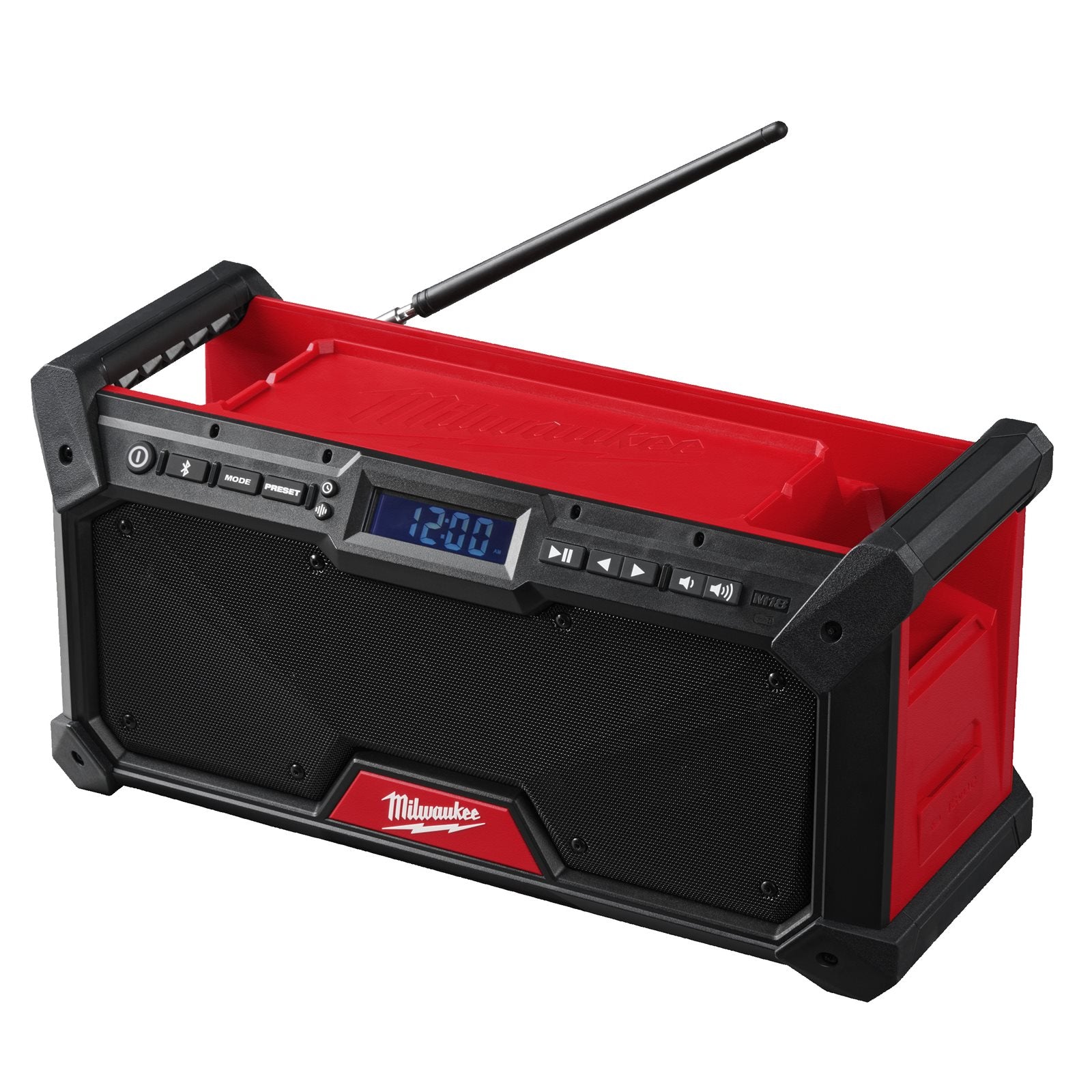 Milwaukee M18 RADDAB+G2-0 Akku-Baustellenradio (DAB+ / FM-Empfänger, Bluetooth®-Empfang bis 30 m, Akku- & Kabelbetrieb, USB-C, ohne Akku)
