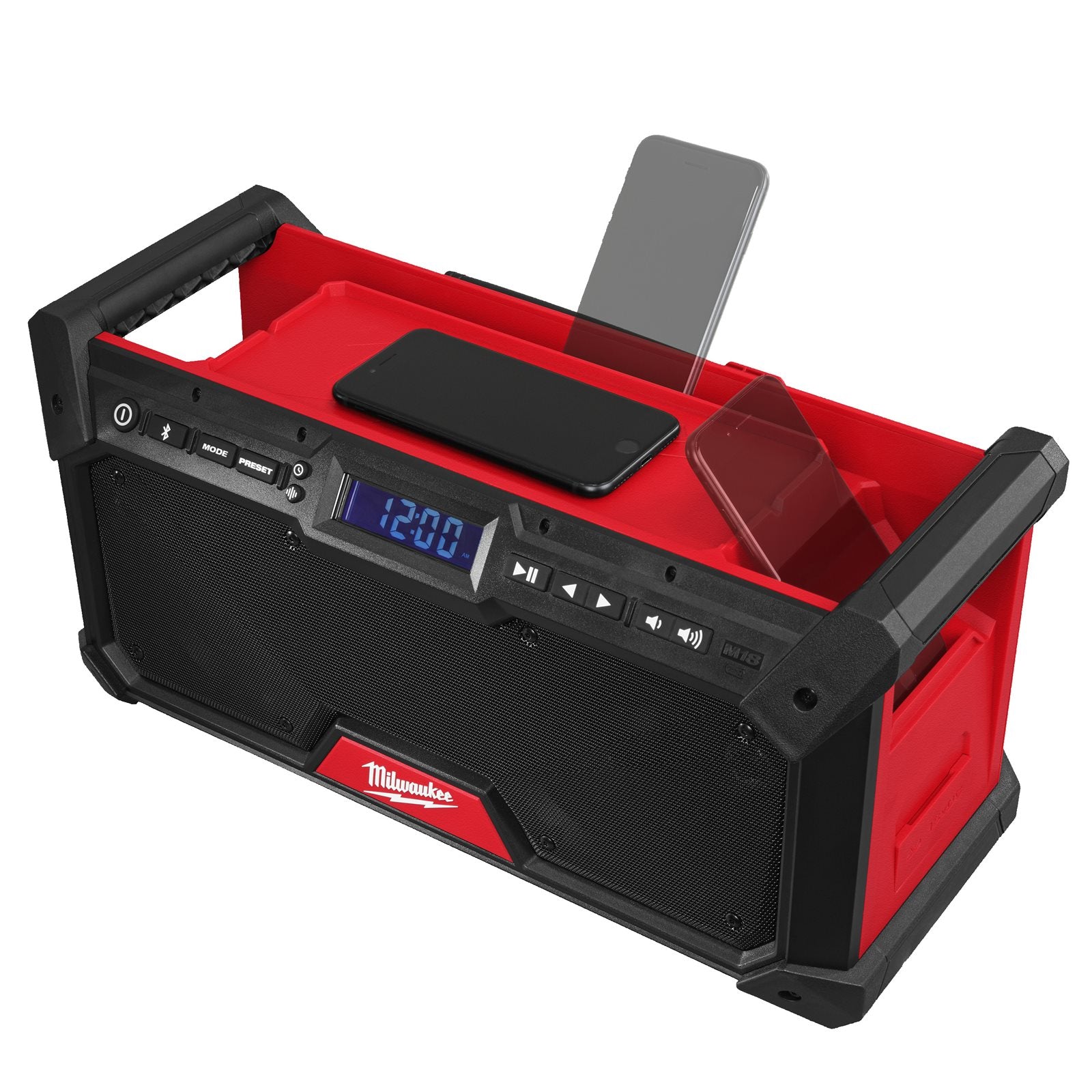 Milwaukee M18 RADDAB+G2-0 Akku-Baustellenradio (DAB+ / FM-Empfänger, Bluetooth®-Empfang bis 30 m, Akku- & Kabelbetrieb, USB-C, ohne Akku)