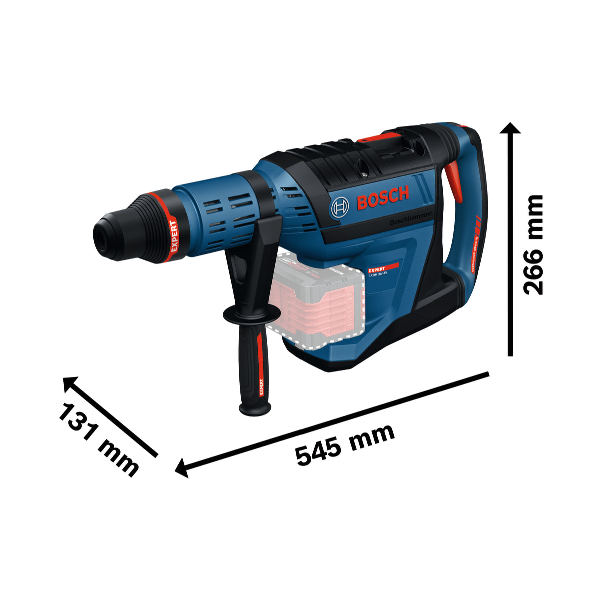 Bosch EXPERT Akku-Bohrhammer EXBH18V-45 (SDS max, Schlagenergie: 12,5 J, optimaler Bohr-Ø: 20-40 mm, ohne Akku in XL-BOXX)