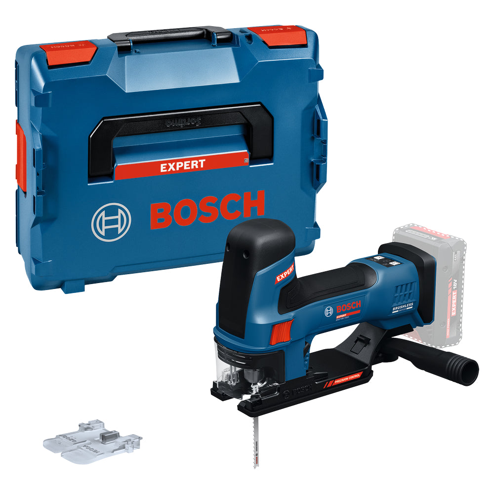 Bosch EXPERT Akku-Stichsäge EXST18V-155S (Schnitttiefe: Holz 50 mm, Stahl 10 mm, Aufnahme: T-Schaft, ohne Akku in L-BOXX 136)