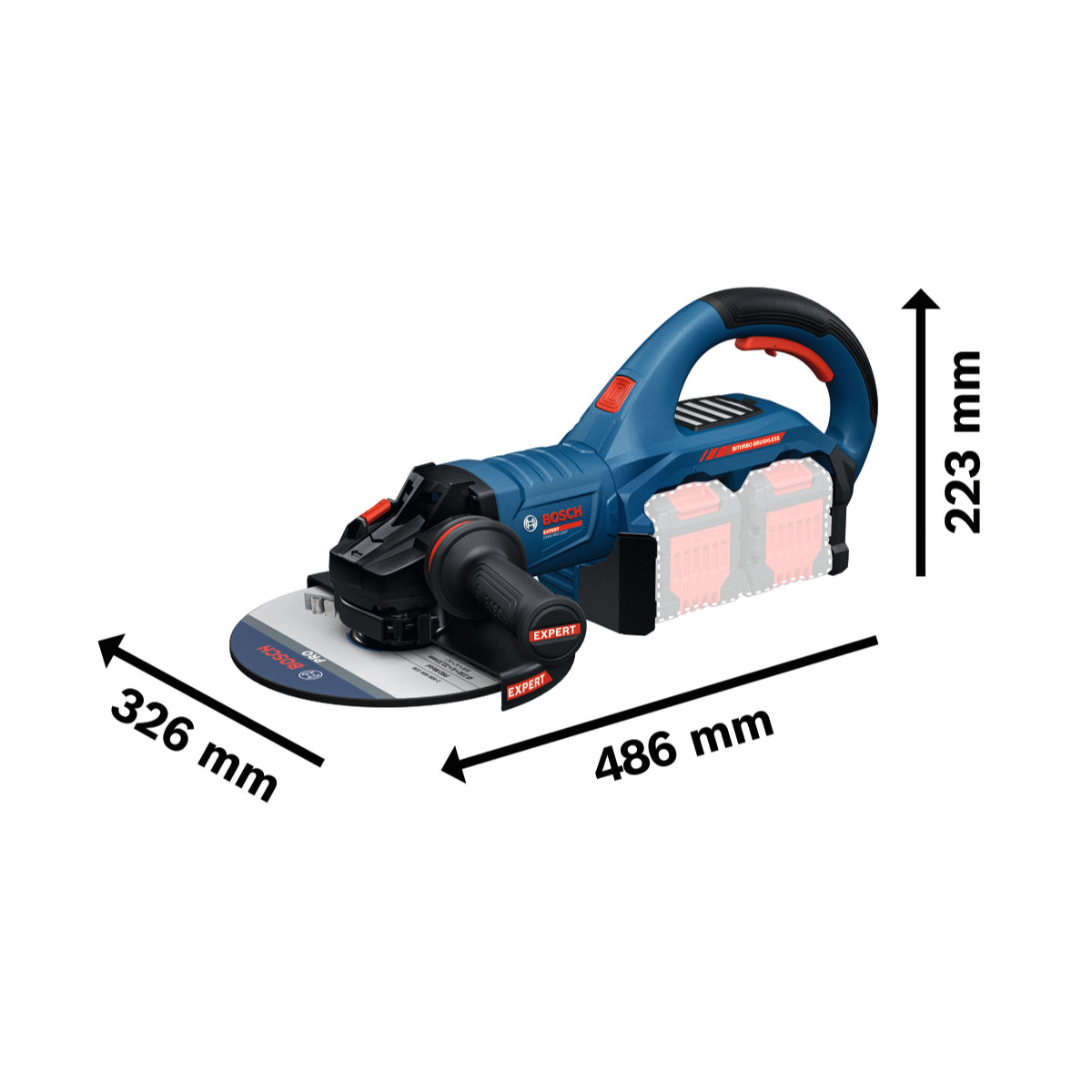 Bosch EXPERT Akku-Winkelschleifer EXWS18V2-230P (Scheiben-Ø: 230 mm, 2x18V-Hochleistungsmotor, ohne Akku in XL-BOXX 232)