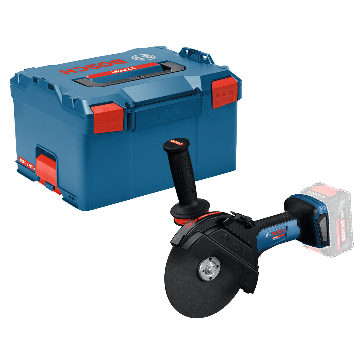 Bosch EXPERT Akku-Winkelschleifer EXWS18V-180P (Scheiben-Ø: 180 mm, Drehzahl: 6100 U/min, ohne Akku in L-BOXX 238)