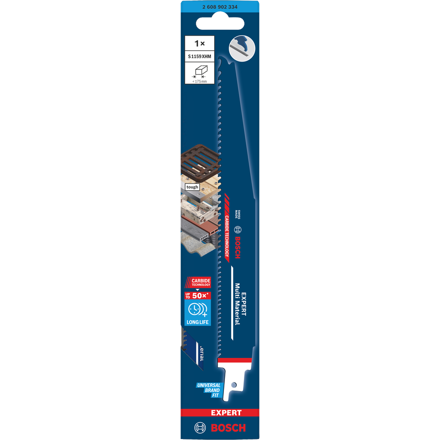 Bosch EXPERT Multi Material S1159XHM Säbelsägeblatt (Länge: 225 mm, Sägt Holz, Kunststoff, Eisen, Verbundstoffe)