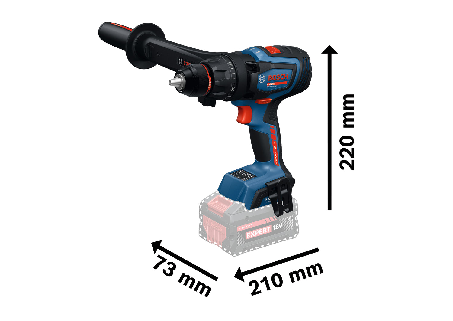 Bosch EXPERT Akku-Schlagbohrschrauber EXSB18V-150 (Drehmoment: 150 Nm, 13 mm Bohrfutter, inkl. 2 x 8,0 Ah Akku in L-BOXX 136)