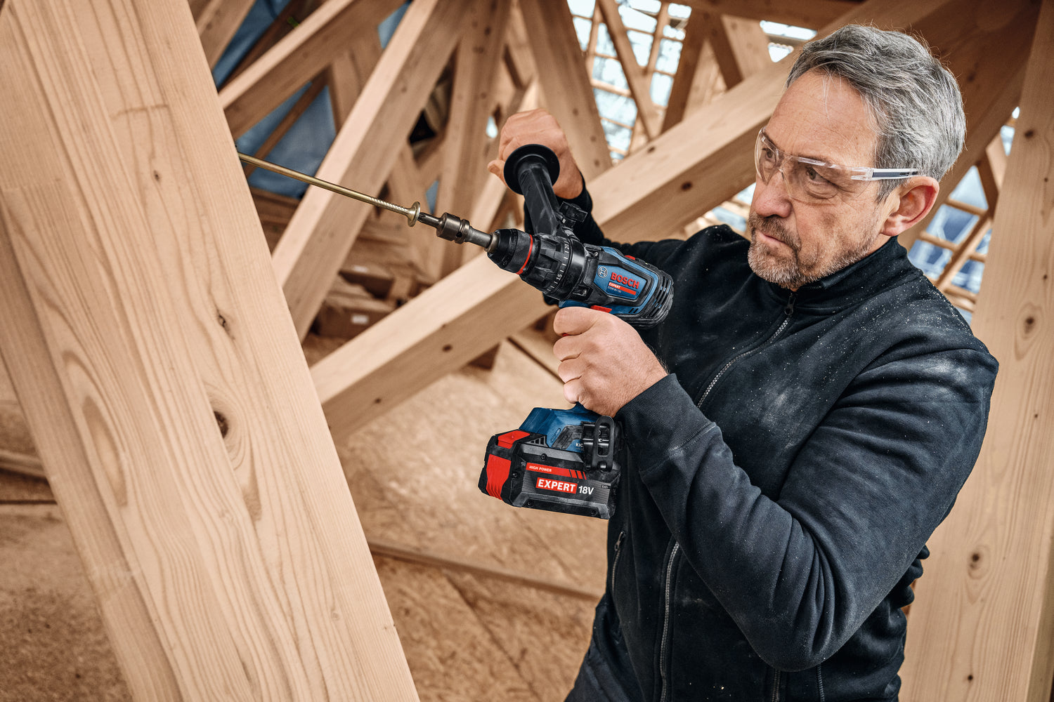 Bosch EXPERT Akku-Schlagbohrschrauber EXSB18V-150 (Drehmoment: 150 Nm, 13 mm Bohrfutter, inkl. 2 x 8,0 Ah Akku in L-BOXX 136)