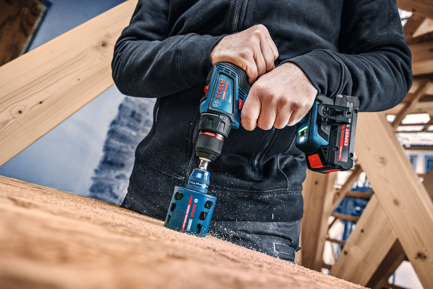 Bosch EXPERT Akku-Bohrschrauber EXSR18V-90 (Drehmoment: 36 / 65 Nm, 13 mm Bohrfutter, inkl. 2 x 4,0 Ah Akku in L-BOXX 136)