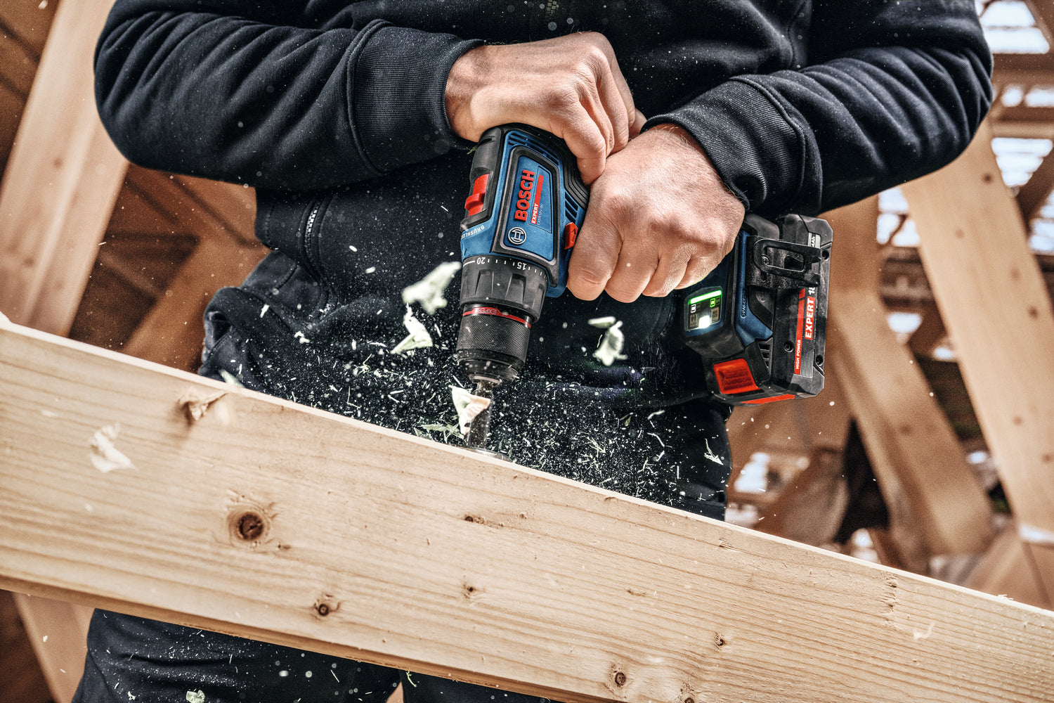 Bosch EXPERT Akku-Bohrschrauber EXSR18V-90 (Drehmoment: 36 / 65 Nm, 13 mm Bohrfutter, inkl. 2 x 4,0 Ah Akku in L-BOXX 136)