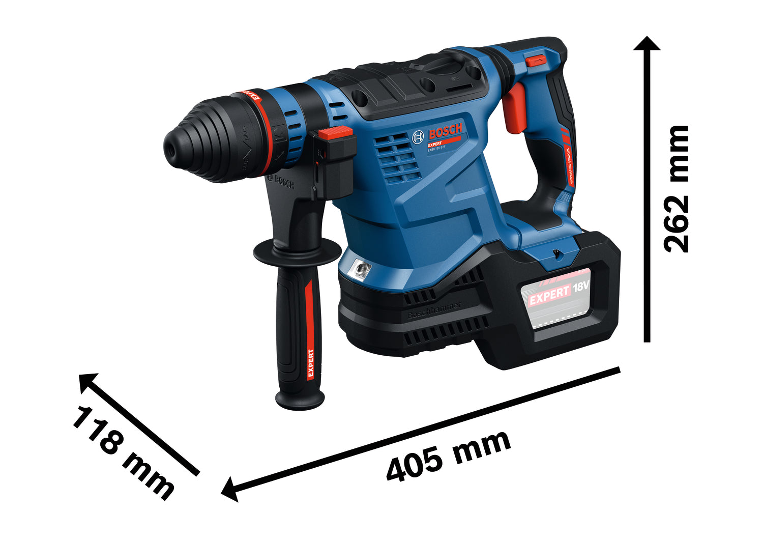 Bosch EXPERT Akku-Bohrhammer EXBH18V-32F (SDS plus, Schlagenergie: 4,5 J, optimaler Bohr-Ø: 10-20 mm, inkl. 2 x 8,0 Ah Akku in XL-BOXX)
